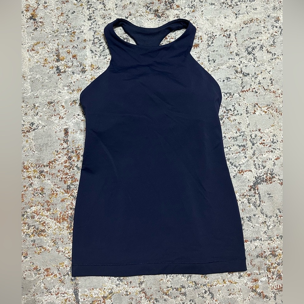 Lululemon In Training Tank Size 4 Navy Blue Racerback - Picture 3 of 13